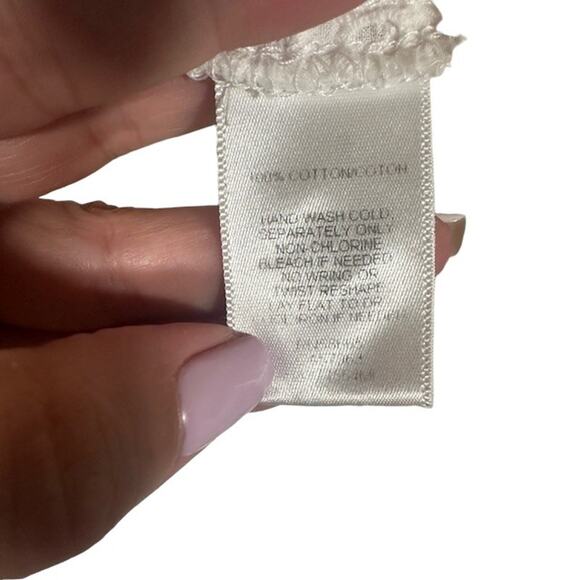 Halogen White Netted Cotton Knit Sleeveless Peplum Style Blouse Women Sz XS - Picture 8 of 9